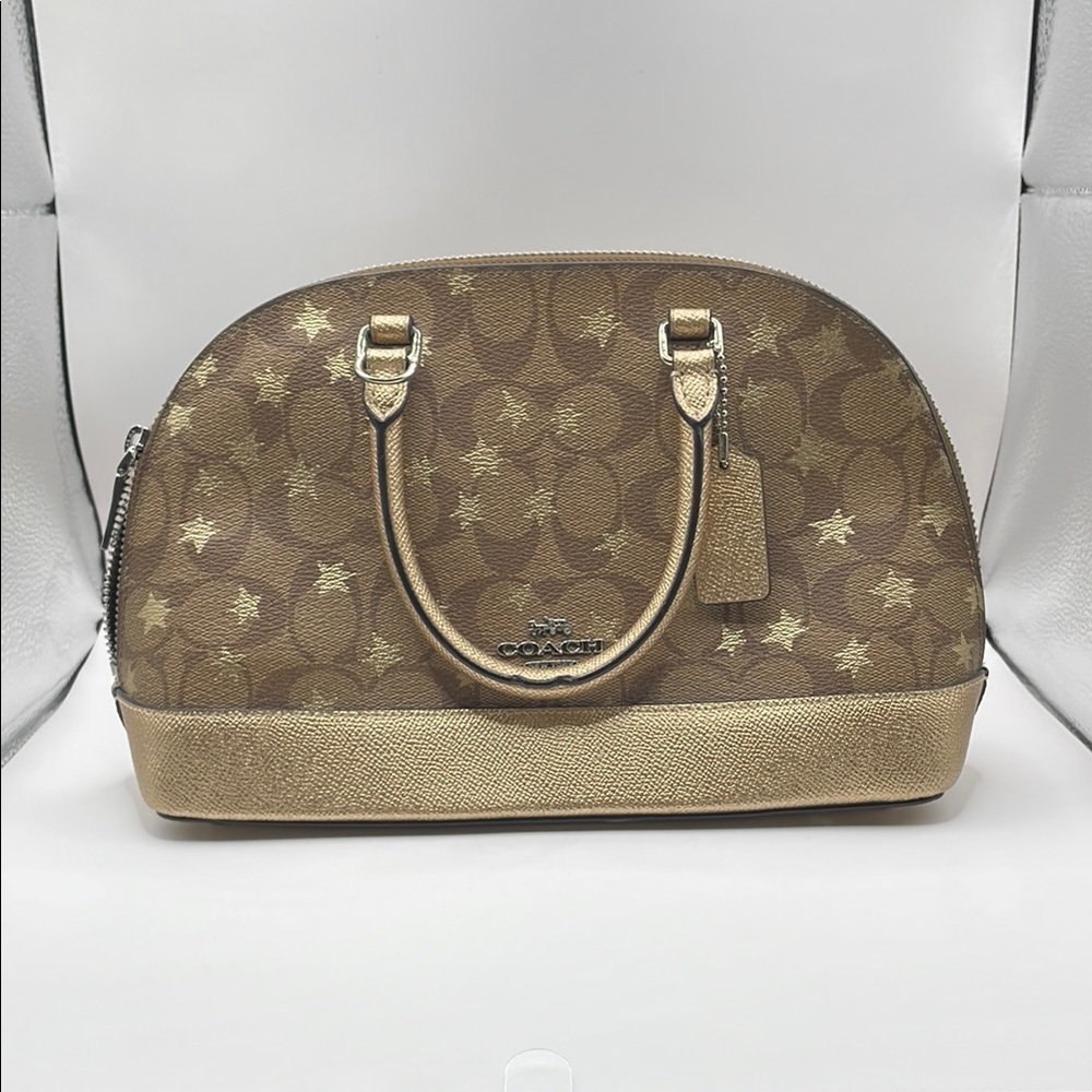 COACH Mini Sierra Satchel Canvas Pop Star Print - Gold / Tan